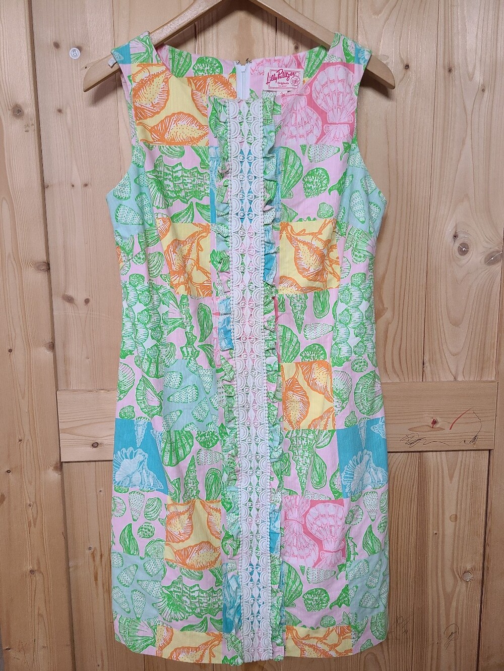 Vintage Lilly Pulitzer Pastel Pink, Green & Blue Shell-Print Shift